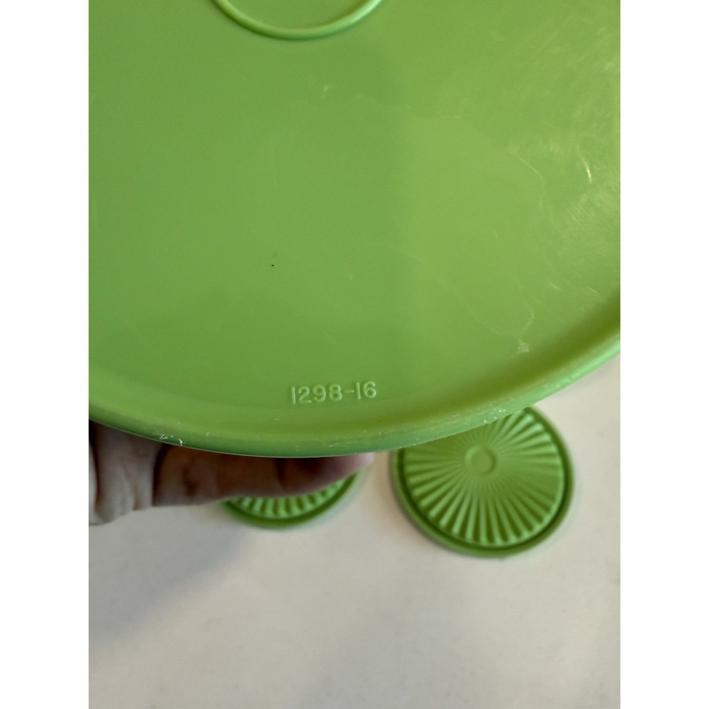VTG Tupperware Servalier Canister Set Green Apple Nesting 70s (4) Sunburst Lids - Picture 15 of 16